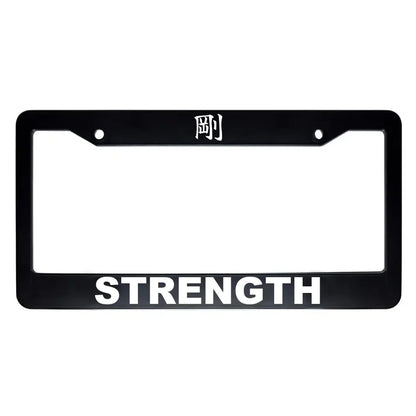 Strength ABS Black Plastic Kanji Japanese License Plate Frame - White Text