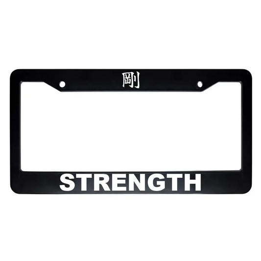 Strength ABS Black Plastic Kanji Japanese License Plate Frame - White Text