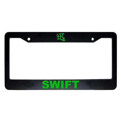 Swift ABS Black Plastic Kanji Japanese License Plate Frame - Green Text