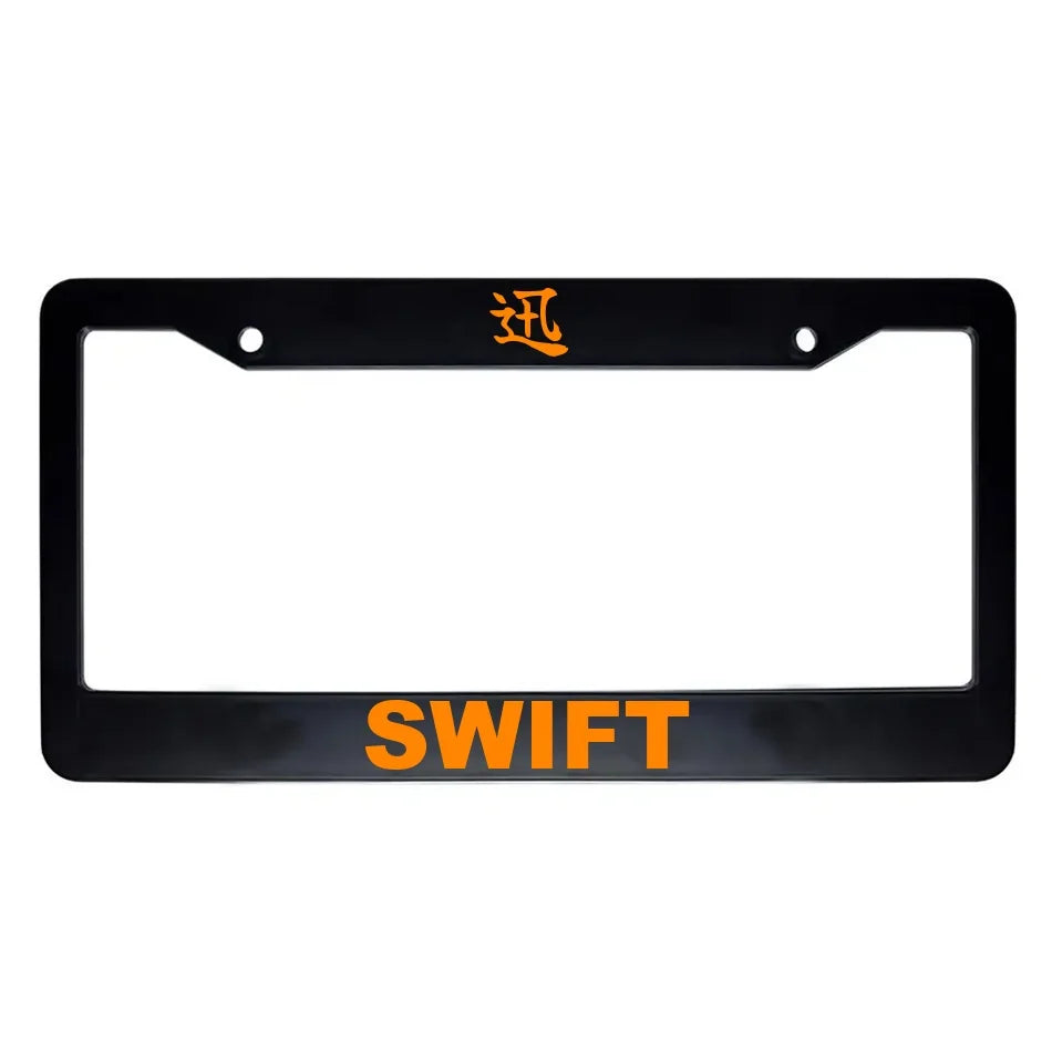 Swift ABS Black Plastic Kanji Japanese License Plate Frame - Orange Text