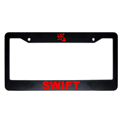 Swift ABS Black Plastic Kanji Japanese License Plate Frame - Red Text