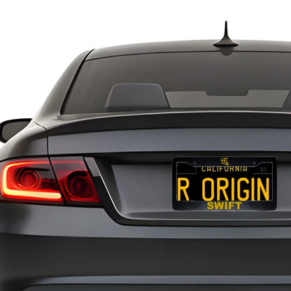 Swift ABS Black Plastic Kanji Japanese License Plate Frame installed on car - Gold Text