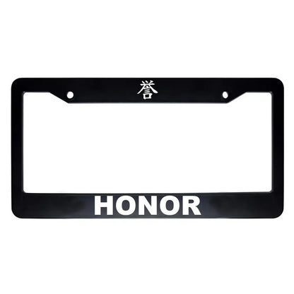 Honor ABS Black Plastic Kanji Japanese License Plate Frame - White Text