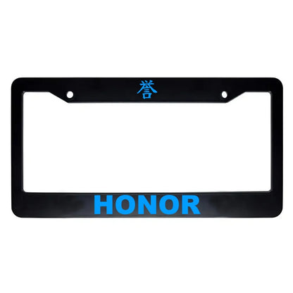 Honor ABS Black Plastic Kanji Japanese License Plate Frame - Blue Text