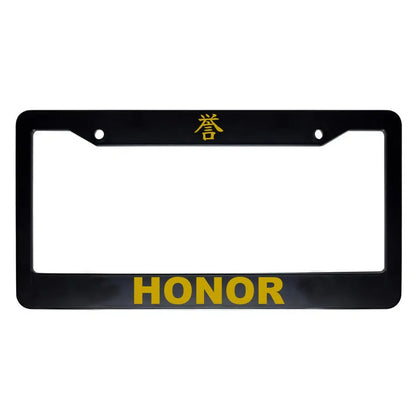 Honor ABS Black Plastic Kanji Japanese License Plate Frame - Gold Text