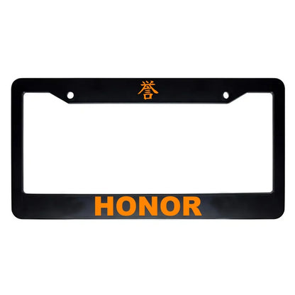 Honor ABS Black Plastic Kanji Japanese License Plate Frame - Orange Text