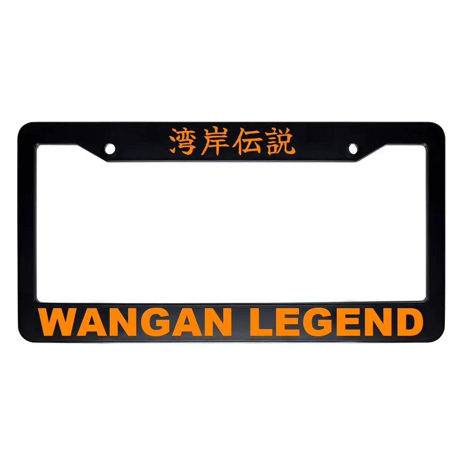 Wangan Legend ABS Black Plastic Kanji Japanese License Plate Frame - Orange Text