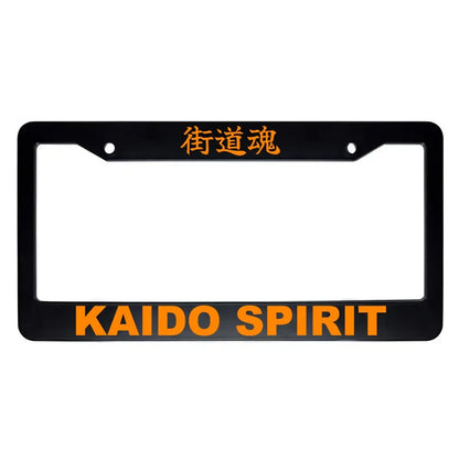 Kaido Spirit ABS Black Plastic Kanji Japanese License Plate Frame - Orange Text