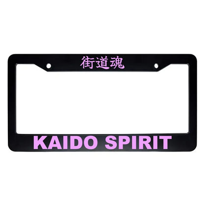 Kaido Spirit ABS Black Plastic Kanji Japanese License Plate Frame - Pink Text