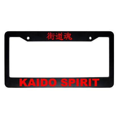 Kaido Spirit ABS Black Plastic Kanji Japanese License Plate Frame - Red Text