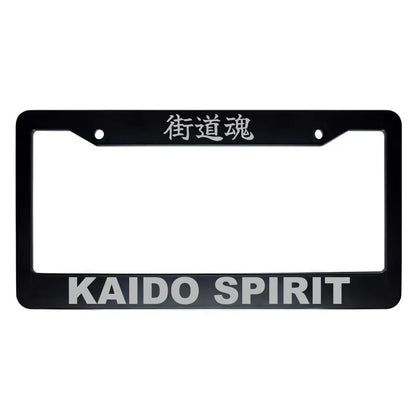 Kaido Spirit ABS Black Plastic Kanji Japanese License Plate Frame - Silver Text