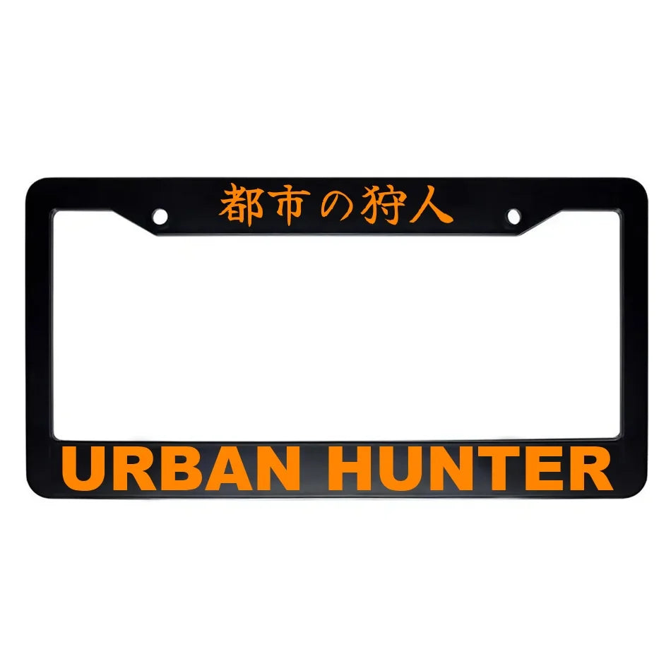 Urban Hunter ABS Black Plastic Kanji Japanese License Plate Frame - Orange Text