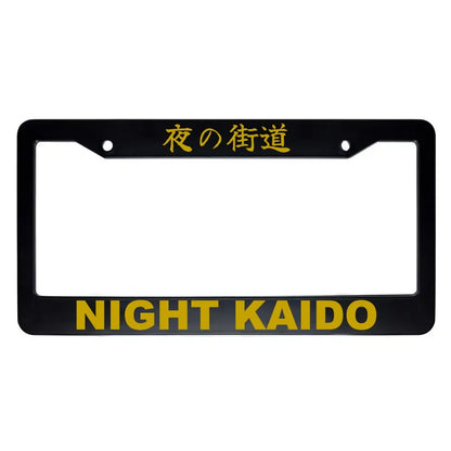 Night Kaido ABS Black Plastic Kanji Japanese License Plate Frame - Gold Text