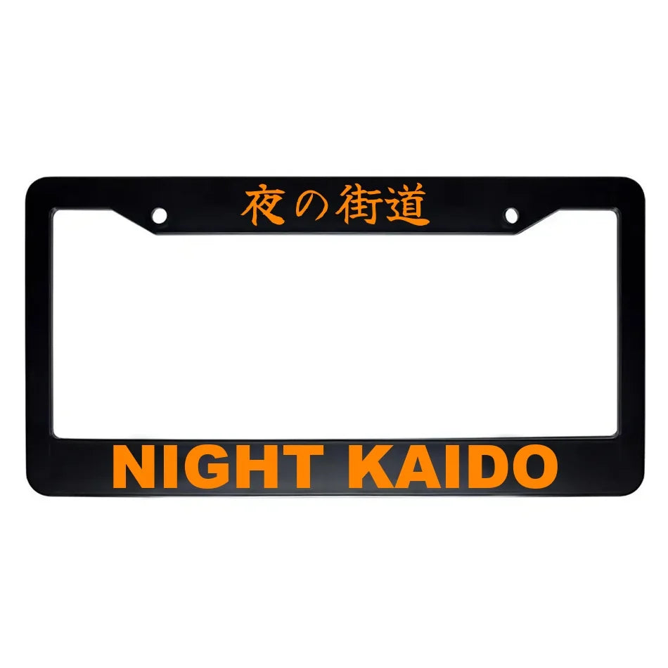 Night Kaido ABS Black Plastic Kanji Japanese License Plate Frame - Orange Text