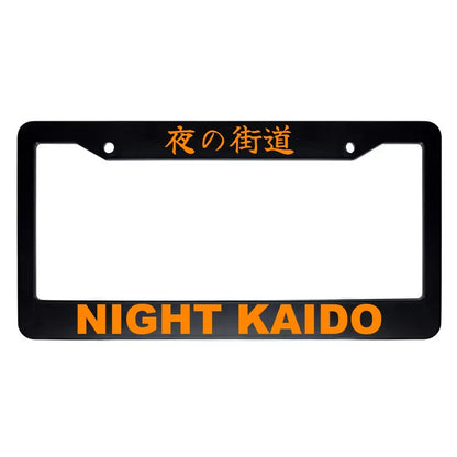 Night Kaido ABS Black Plastic Kanji Japanese License Plate Frame - Orange Text