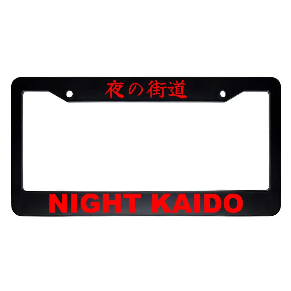 Night Kaido ABS Black Plastic Kanji Japanese License Plate Frame - Red Text