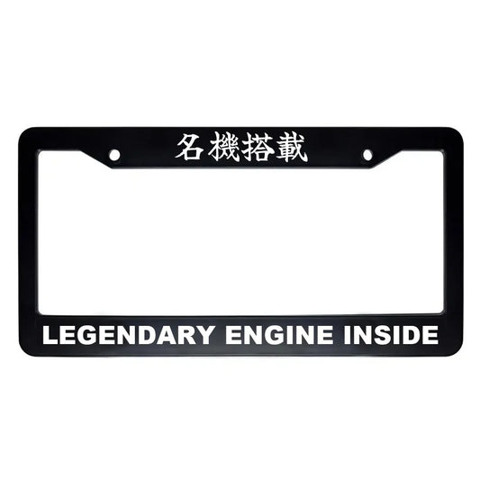 Legendary Engine Inside ABS Black Plastic Kanji Japanese License Plate Frame - White Text