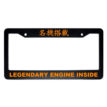 Legendary Engine Inside ABS Black Plastic Kanji Japanese License Plate Frame - Orange Text