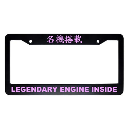 Legendary Engine Inside ABS Black Plastic Kanji Japanese License Plate Frame - Pink Text