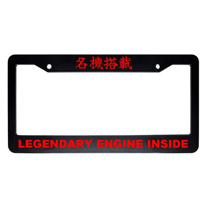 Legendary Engine Inside ABS Black Plastic Kanji Japanese License Plate Frame - Red Text