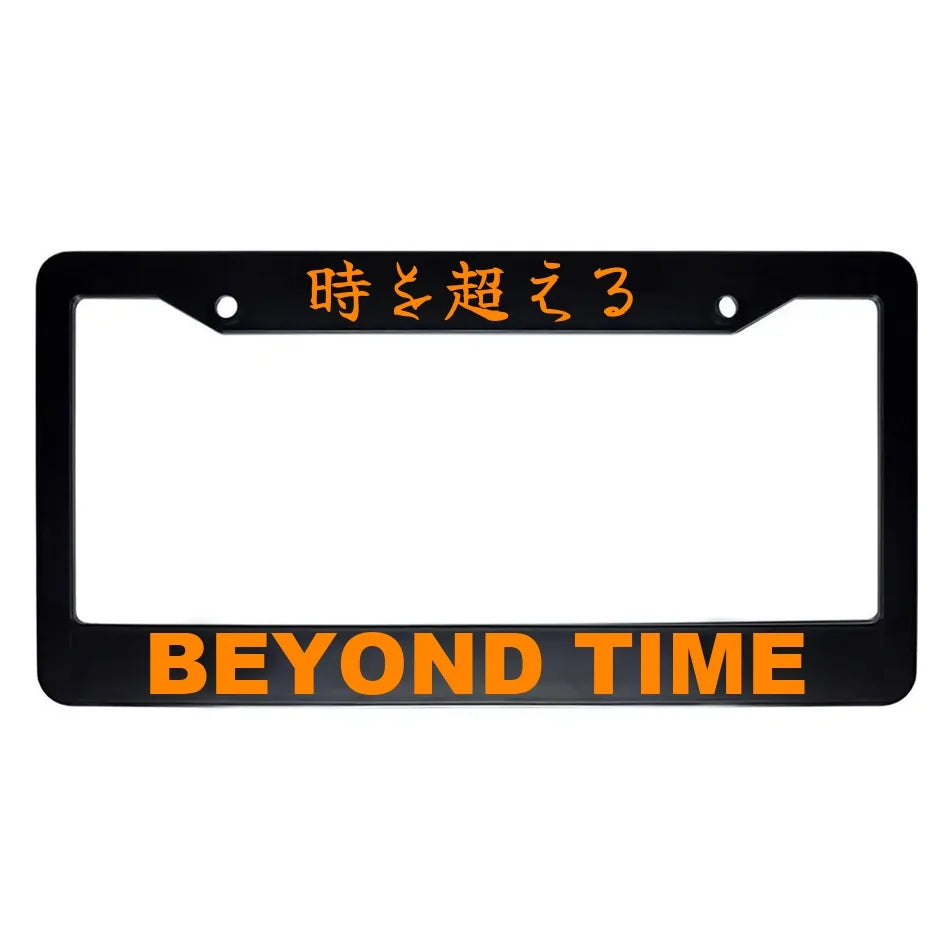 Beyond Time ABS Black Plastic Kanji Japanese License Plate Frame - Orange Text