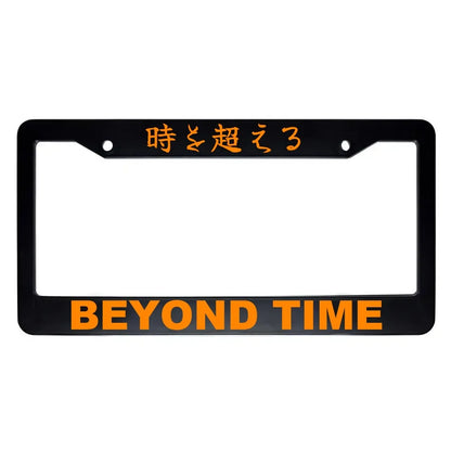 Beyond Time ABS Black Plastic Kanji Japanese License Plate Frame - Orange Text