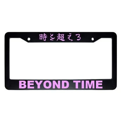 Beyond Time ABS Black Plastic Kanji Japanese License Plate Frame - Pink Text