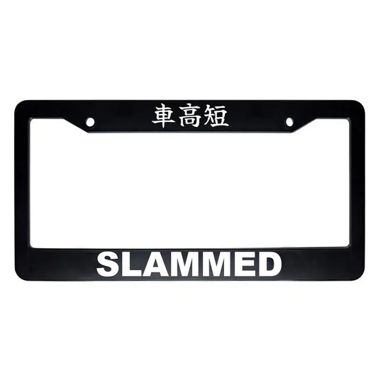 Slammed ABS Black Plastic Kanji Japanese License Plate Frame - White Text