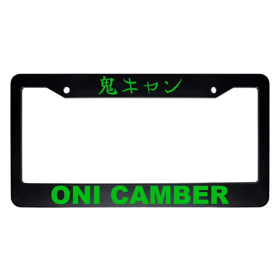 Oni Camber ABS Black Plastic Kanji Japanese License Plate Frame - Green Text