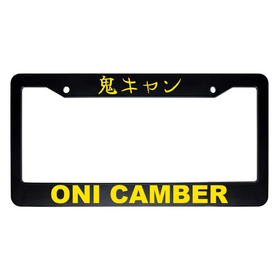 Oni Camber ABS Black Plastic Kanji Japanese License Plate Frame - Yellow Text