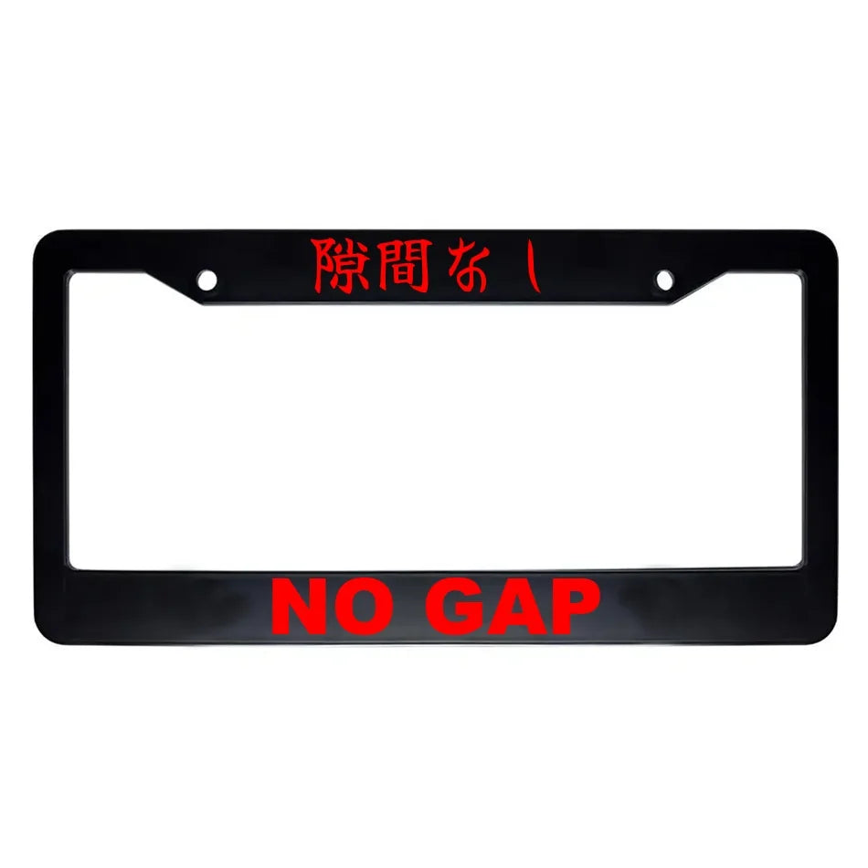 No Gap ABS Black Plastic Kanji Japanese License Plate Frame - Red Text