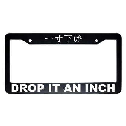 Drop It an Inch ABS Black Plastic Kanji Japanese License Plate Frame - White Text