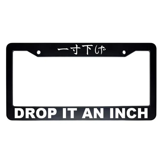 Drop It an Inch ABS Black Plastic Kanji Japanese License Plate Frame - White Text