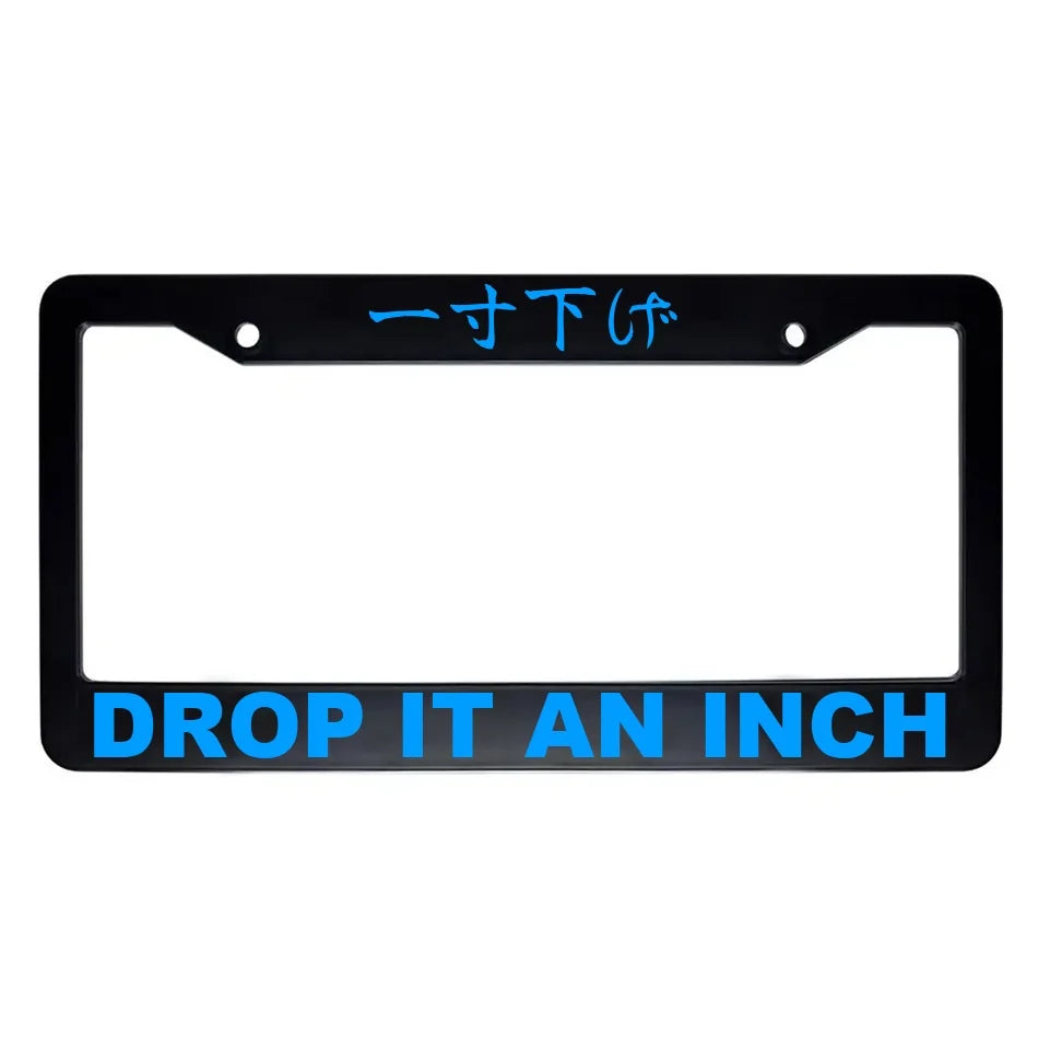 Drop It an Inch ABS Black Plastic Kanji Japanese License Plate Frame - Blue Text