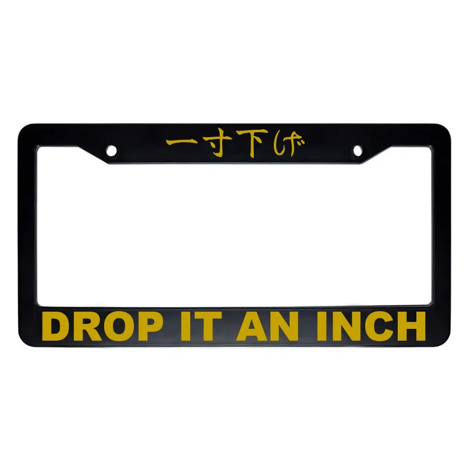 Drop It an Inch ABS Black Plastic Kanji Japanese License Plate Frame - Gold Text