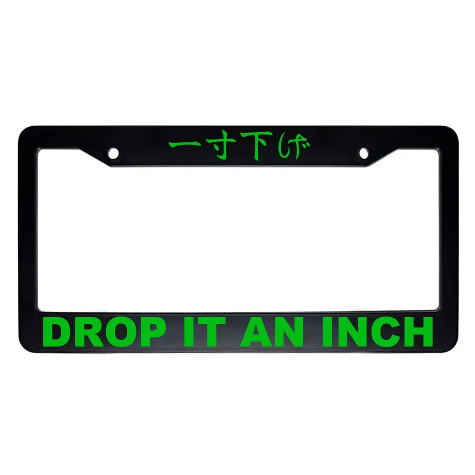 Drop It an Inch ABS Black Plastic Kanji Japanese License Plate Frame - Green Text