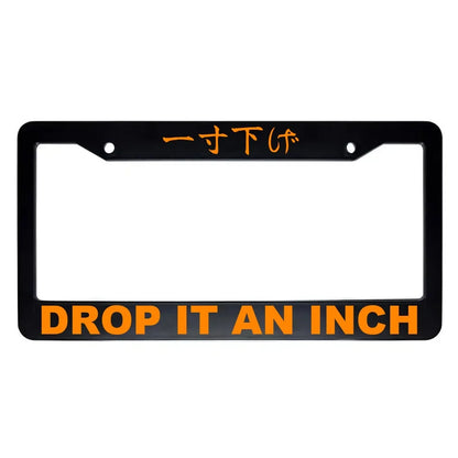 Drop It an Inch ABS Black Plastic Kanji Japanese License Plate Frame - Orange Text