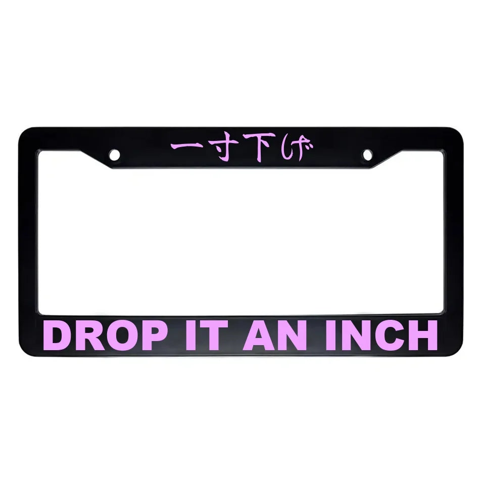 Drop It an Inch ABS Black Plastic Kanji Japanese License Plate Frame - Pink Text