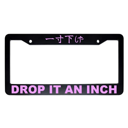 Drop It an Inch ABS Black Plastic Kanji Japanese License Plate Frame - Pink Text