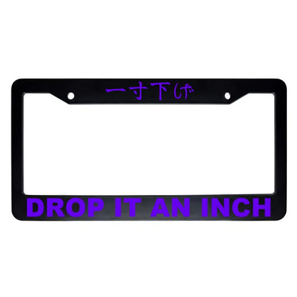 Drop It an Inch ABS Black Plastic Kanji Japanese License Plate Frame - Purple Text