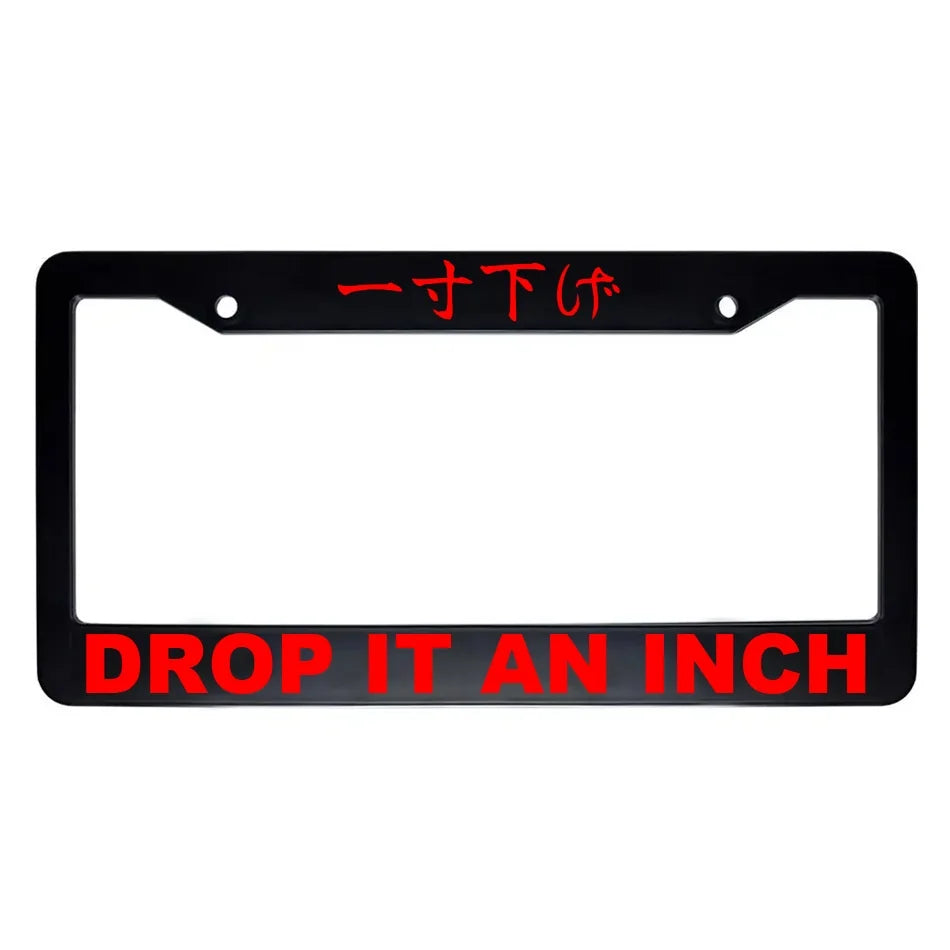 Drop It an Inch ABS Black Plastic Kanji Japanese License Plate Frame - Red Text