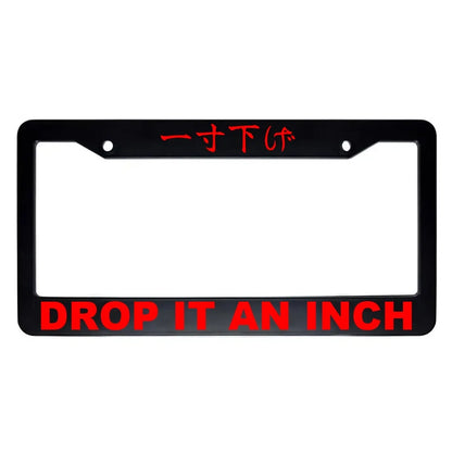 Drop It an Inch ABS Black Plastic Kanji Japanese License Plate Frame - Red Text