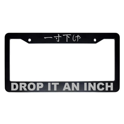 Drop It an Inch ABS Black Plastic Kanji Japanese License Plate Frame - Silver Text