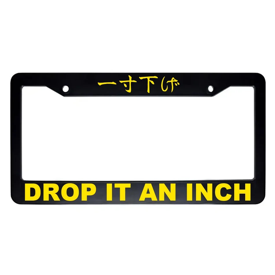 Drop It an Inch ABS Black Plastic Kanji Japanese License Plate Frame - Yellow Text