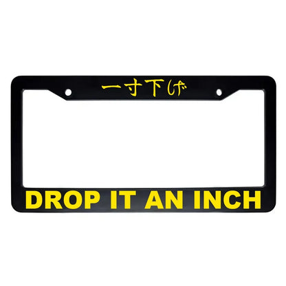Drop It an Inch ABS Black Plastic Kanji Japanese License Plate Frame - Yellow Text