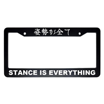 Stance Is Everything ABS Black Plastic Kanji Japanese License Plate Frame - White Text