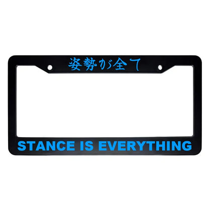 Stance Is Everything ABS Black Plastic Kanji Japanese License Plate Frame - Blue Text