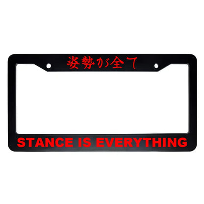 Stance Is Everything ABS Black Plastic Kanji Japanese License Plate Frame - Red Text