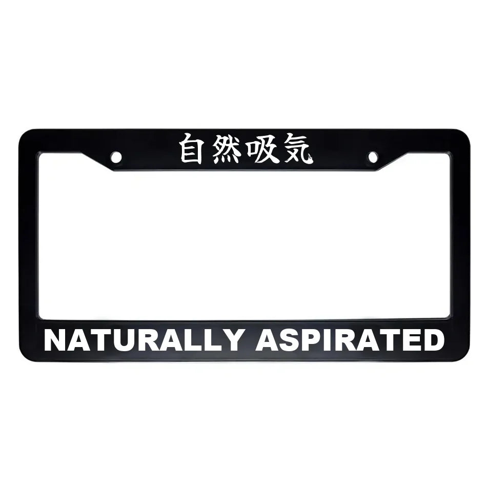 Naturally Aspirated ABS Black Plastic Kanji Japanese License Plate Frame - White Text