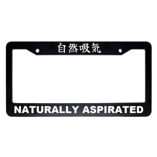 Naturally Aspirated ABS Black Plastic Kanji Japanese License Plate Frame - White Text